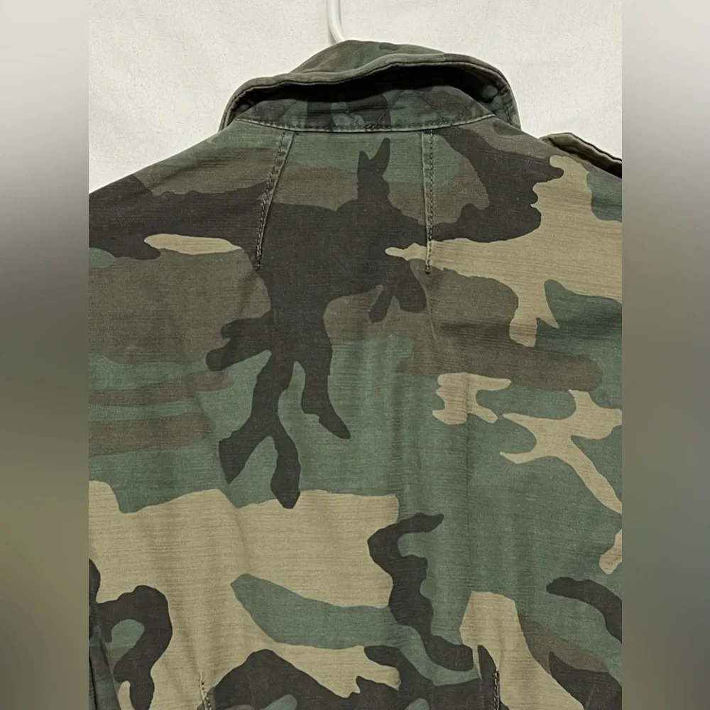 Free People Camo Oversized Utility Jean Jacket Military Style Casual Outdoor - Picture 11 of 16